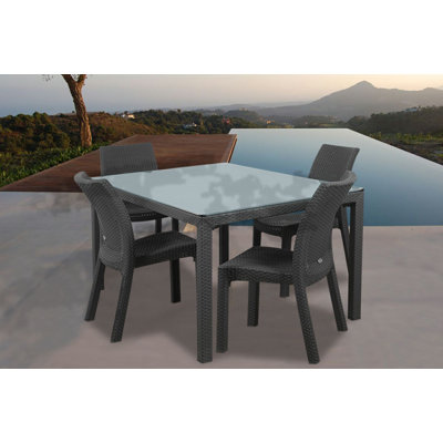 International Home Miami Atlantic Java 5 Piece Rectangular Dining Set - Color: Charcoal Grey at Sears.com