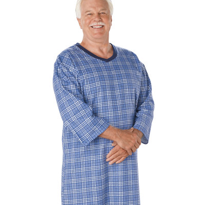 Silvert's Men's Open Back Cotton Adaptive Nightgown in Assorted Prints - Size: Small at Sears.com