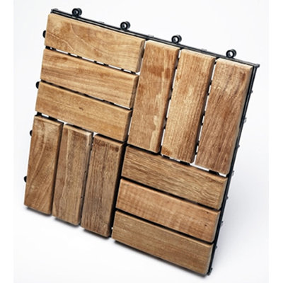 Infinita Corporation Le Click Windmill Teak Interlocking Decking Tiles in Natural Finish (Set of 10) at Sears.com