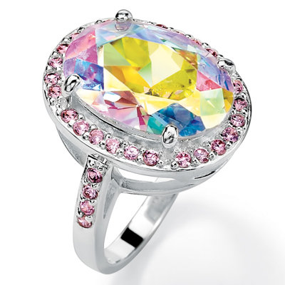 Palm Beach Jewelry Aurora Borealis and Pink Cubic Zirconia Ring - Size: 9 at Sears.com