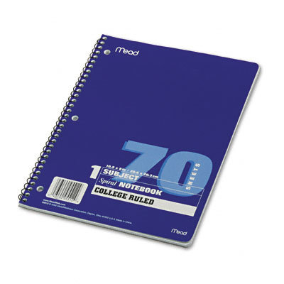 MEAD PRODUCTS Spiral Bound Notebook, College Rule, 8 x 10-1/2, White - Sheet Count: 180 at Sears.com
