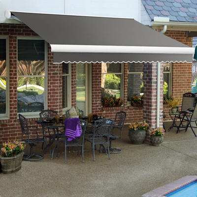 AWNTECH Key West Full-Cassette Awning - Size: 14' W x 10' Projection, Color: Gray, Motor Orientation: Right Side AWNTECH Key West Full-Cassette Awning - Size: 14' W x 10' Projection, Color: Gray, Motor Orientation: Right Side