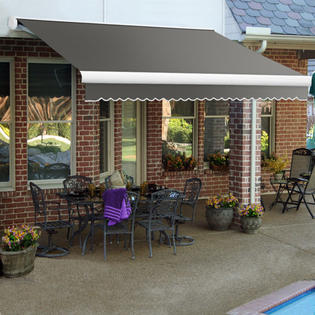 AWNTECH Key West Full-Cassette Awning - Size: 24' W x 10' Projection, Color: Gray, Motor Orientation: Right Side AWNTECH Key West Full-Cassette Awning - Size: 24' W x 10' Projection, Color: Gray, Motor Orientation: Right Side