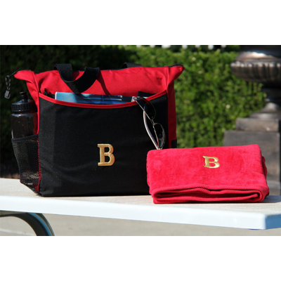 Luxor Linens Bora Bora Resort Beach Towel Set - Monogram Letter: V, Color: Pink Bag & Towel at Sears.com