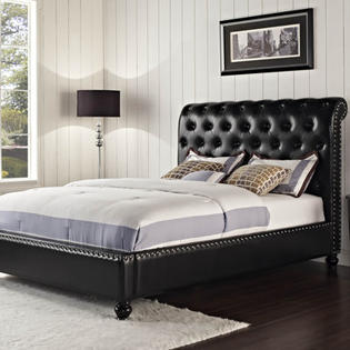 Standard Furniture Lorraine Tufted Sleigh Bed (2 Pieces) - Size: Queen, Color: Black Standard Furniture Lorraine Tufted Sleigh Bed (2 Pieces) - Size: Queen, Color: Black
