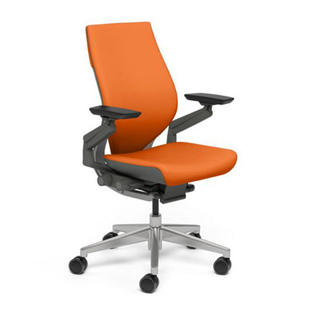 Steelcase GESTURE Office Chair w/ Shell Back -Fabric Color:Cogent:Connect -Tangerine (5S17), Casters:Standard Carpet Caster, Base Color:Po Steelcase GESTURE Office Chair w/ Shell Back -Fabric Color:Cogent:Connect -Tangerine (5S17), Casters:Standard Carpet Caster, Base Color:Po