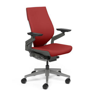 Steelcase GESTURE Office Chair w/ Shell Back -Fabric Color:Cogent:Connect -Scarlet (5S18), Casters:Hard Floor Caster, Base Color:Polished Steelcase GESTURE Office Chair w/ Shell Back -Fabric Color:Cogent:Connect -Scarlet (5S18), Casters:Hard Floor Caster, Base Color:Polished