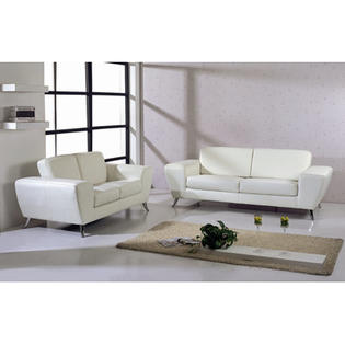 Hokku Designs Julie Leather Loveseat - Color: White Hokku Designs Julie Leather Loveseat - Color: White