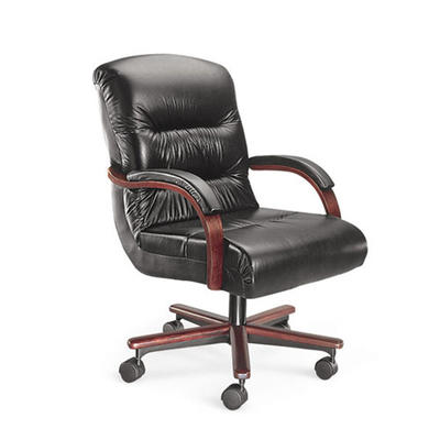 La-Z-Boy Horizon Mid-Back Office Chair with Arms - Upholstery: Saddle Tan Vinyl, Finish: Natural La-Z-Boy Horizon Mid-Back Office Chair with Arms - Upholstery: Saddle Tan Vinyl, Finish: Natural