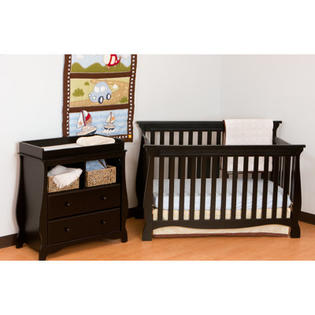 Stork Craft Carrara Fixed Side 4-in-1 Convertible Crib Set (2 Pieces) - Finish: Cherry Stork Craft Carrara Fixed Side 4-in-1 Convertible Crib Set (2 Pieces) - Finish: Cherry