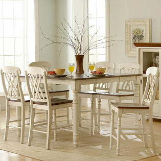 Woodbridge Home Designs Ohana Counter Height Dining Set (9 Pieces) - Finish: Antique White Woodbridge Home Designs Ohana Counter Height Dining Set (9 Pieces) - Finish: Antique White