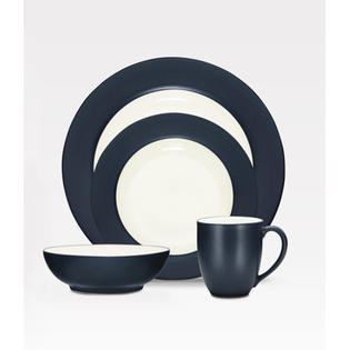 Noritake Colorwave Rim 16 Piece Dinnerware Set - Color: Blue Noritake Colorwave Rim 16 Piece Dinnerware Set - Color: Blue