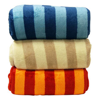 LCM Home Fashions, Inc. Luxury Printed Striped Micro Plush Blanket - Size: King, Color: Orange / Red LCM Home Fashions, Inc. Luxury Printed Striped Micro Plush Blanket - Size: King, Color: Orange / Red