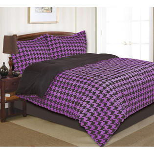 Divatex Houndstooth Comforter Set - Size: Twin, Color: Purple Divatex Houndstooth Comforter Set - Size: Twin, Color: Purple