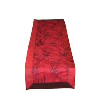 Violet Linen Swiss Embroidered Table Runner - Size: 14 Violet Linen Swiss Embroidered Table Runner - Size: 14