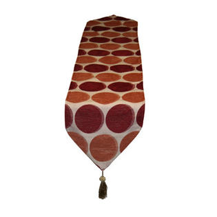 Violet Linen Deluxe Chenille Jacquard Circle Design Table Runner - Color: Burgundy / Copper Violet Linen Deluxe Chenille Jacquard Circle Design Table Runner - Color: Burgundy / Copper