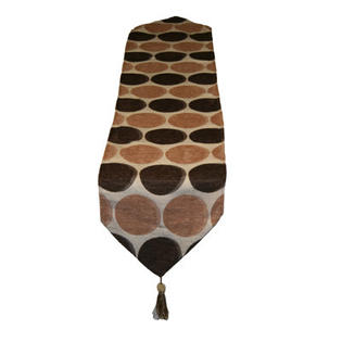 Violet Linen Deluxe Chenille Jacquard Circle Design Table Runner - Color: Gold / Brown Violet Linen Deluxe Chenille Jacquard Circle Design Table Runner - Color: Gold / Brown