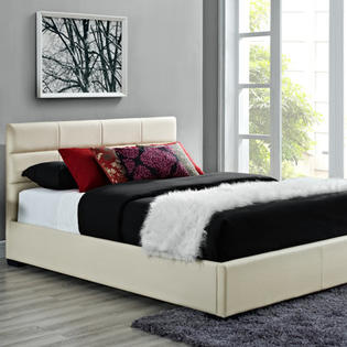 DHP Modena Upholstered Bed (10 Pieces) - Size: Queen, Color: Cream DHP Modena Upholstered Bed (10 Pieces) - Size: Queen, Color: Cream