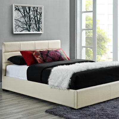 DHP Modena Upholstered Bed (4 Pieces) - Size: Queen, Color: Cream DHP Modena Upholstered Bed (4 Pieces) - Size: Queen, Color: Cream