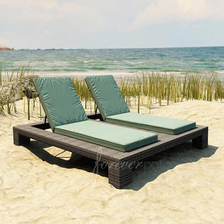 Forever Patio Hampton Double Chaise Lounge with Cushion - Fabric Color: Canvas Spa / Canvas Spa Welt, Finish: Heather Forever Patio Hampton Double Chaise Lounge with Cushion - Fabric Color: Canvas Spa / Canvas Spa Welt, Finish: Heather