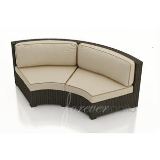 Forever Patio Hampton Loveseat with Cushions - Finish: Chocolate, Fabric: Canvas Antique Beige / Canvas Cocoa Welt Forever Patio Hampton Loveseat with Cushions - Finish: Chocolate, Fabric: Canvas Antique Beige / Canvas Cocoa Welt