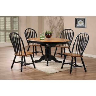ECI Rustic Oak Round Single Pedestal Table - Finish: Rubbed Black and Oak ECI Rustic Oak Round Single Pedestal Table - Finish: Rubbed Black and Oak