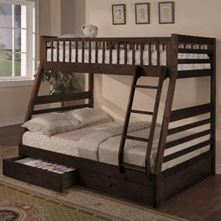 Wildon Home Twin Over Full Bunk Bed with 2 Storage Drawers - Finish: Espresso Wildon Home Twin Over Full Bunk Bed with 2 Storage Drawers - Finish: Espresso