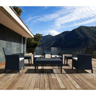 Compamia California Wickerlook 7 Piece Seating Set with Cushions - Finish: White Compamia California Wickerlook 7 Piece Seating Set with Cushions - Finish: White