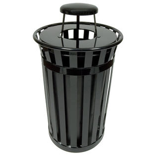 WITT Oakley Collection 24 Gallon Trash Receptacle with Rain Cap - Color: Black WITT Oakley Collection 24 Gallon Trash Receptacle with Rain Cap - Color: Black