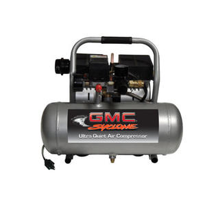 GMC Power Equipment 1.6 Gallon GMC Syclone 1650A Ultra Quiet and Oil-Free Air Compressor GMC Power Equipment 1.6 Gallon GMC Syclone 1650A Ultra Quiet and Oil-Free Air Compressor
