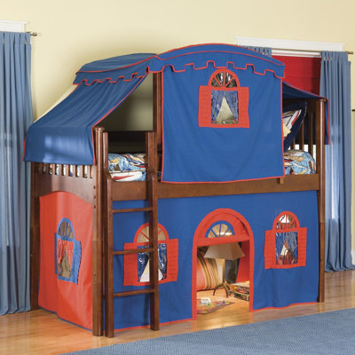 Bolton Furniture Mission Twin Low Loft Tent Bed with Tent and Built-In Ladder - Configuration: Low Loft Bed with Tent, Colors: Blue ... Bolton Furniture Mission Twin Low Loft Tent Bed with Tent and Built-In Ladder - Configuration: Low Loft Bed with Tent, Colors: Blue ...