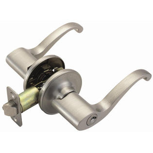 Design House Scroll Lever Exterior Locks with Entry Function - Finish: Satin Nickel, Latch Type: 2-Way Latch Design House Scroll Lever Exterior Locks with Entry Function - Finish: Satin Nickel, Latch Type: 2-Way Latch
