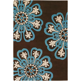 Chandra Contemporary Dark Brown/Blue Designer Rug - Rug Size: 5' x 7'6 Chandra Contemporary Dark Brown/Blue Designer Rug - Rug Size: 5' x 7'6