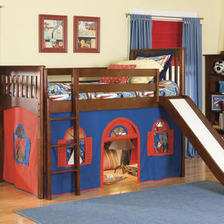 Bolton Furniture Mission Twin Low Loft Bed with Bottom Curtain and Built-In Ladder - Configuration: Low Loft Bed with Bottom Curtain and ... Bolton Furniture Mission Twin Low Loft Bed with Bottom Curtain and Built-In Ladder - Configuration: Low Loft Bed with Bottom Curtain and ...
