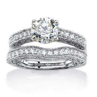 PalmBeach Jewelry Round Cut Cubic Zirconia Bridal Ring Set - Size: 6 PalmBeach Jewelry Round Cut Cubic Zirconia Bridal Ring Set - Size: 6