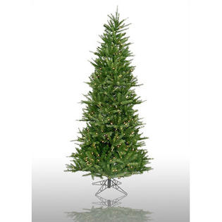 Vickerman Tiffany Spruce 7.5' Green Slim Artificial Christmas Tree with 550 Pre-Lit Multicolored Lights with Stand Vickerman Tiffany Spruce 7.5' Green Slim Artificial Christmas Tree with 550 Pre-Lit Multicolored Lights with Stand