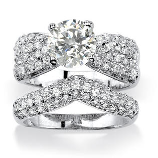 PalmBeach Jewelry Princess Cut Cubic Zirconia Bridal Ring Set - Size: 10 PalmBeach Jewelry Princess Cut Cubic Zirconia Bridal Ring Set - Size: 10