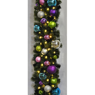 Queens of Christmas 9' Pre-Lit Blended Pine Decorated Garland - Color: Victorian Queens of Christmas 9' Pre-Lit Blended Pine Decorated Garland - Color: Victorian
