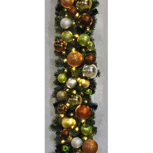 Queens of Christmas 9' Pre-Lit Sequoia Decorated Garland - Color: Woodland Queens of Christmas 9' Pre-Lit Sequoia Decorated Garland - Color: Woodland