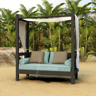 Forever Patio Hampton Daybed with Cushions - Finish: Chocolate, Fabric: Canvas Spa / Canvas Spa Welt Forever Patio Hampton Daybed with Cushions - Finish: Chocolate, Fabric: Canvas Spa / Canvas Spa Welt