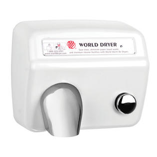 World Dryer Model A Durable 208 / 240 Volt Hand Dryer in Steel White World Dryer Model A Durable 208 / 240 Volt Hand Dryer in Steel White