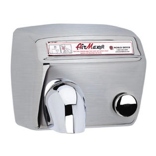 World Dryer AirMax Heavy Duty 208-240 Volt Hand Dryer in Brushed Stainless Steel World Dryer AirMax Heavy Duty 208-240 Volt Hand Dryer in Brushed Stainless Steel