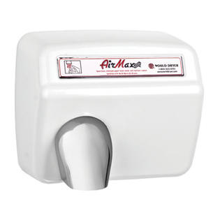 World Dryer AirMax Heavy Duty 208-240 Volt Hand Dryer in White World Dryer AirMax Heavy Duty 208-240 Volt Hand Dryer in White