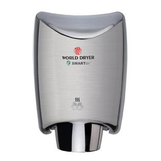World Dryer SmartDri Multi-Port Nozzle 208-240 Volt Hand Dryer in Brushed Chrome World Dryer SmartDri Multi-Port Nozzle 208-240 Volt Hand Dryer in Brushed Chrome