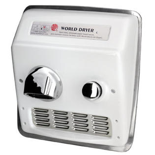 World Dryer Model A Durable 208-240 Volt Hand Dryer in White World Dryer Model A Durable 208-240 Volt Hand Dryer in White