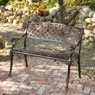 Home Loft Concept Candace Cast Aluminum Copper Outdoor Bench Home Loft Concept Candace Cast Aluminum Copper Outdoor Bench