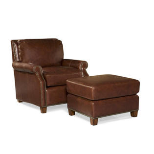 Palatial Furniture Kingston Leather Arm Chair and Ottoman - Color: Vintage Auburn Palatial Furniture Kingston Leather Arm Chair and Ottoman - Color: Vintage Auburn