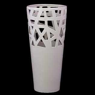Woodland Imports Abstract Elegant Ceramic Vase - Color: White, Size: Large Woodland Imports Abstract Elegant Ceramic Vase - Color: White, Size: Large