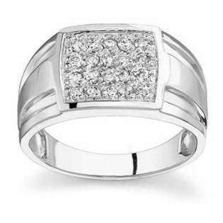 SZUL Men's Round Cut Diamond Ring - Size: 8.5, Material: White Gold SZUL Men's Round Cut Diamond Ring - Size: 8.5, Material: White Gold