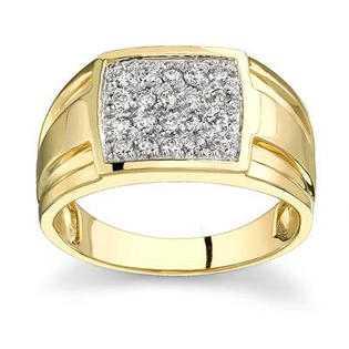 SZUL Men's Round Cut Diamond Ring - Material: Yellow Gold, Size: 8.5 SZUL Men's Round Cut Diamond Ring - Material: Yellow Gold, Size: 8.5